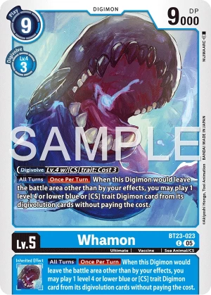 (023) Digimon TCG Hackers' Slumber Single: Whamon (BT23-023) Common