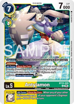 (029) Digimon TCG Hackers' Slumber Single: Antylamon (BT23-029) Common