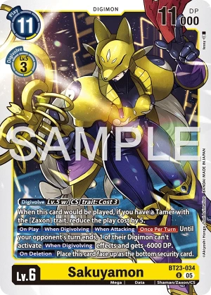 (034) Digimon TCG Hackers' Slumber Single: Sakuyamon (BT23-034) Uncommon
