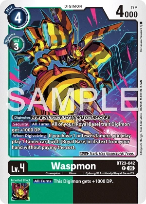 (042) Digimon TCG Hackers' Slumber Single: Waspmon (BT23-042) Common