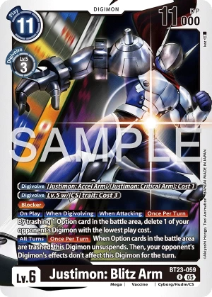 (059) Digimon TCG Hackers' Slumber Single: Justimon: Blitz Arm (BT23-059) Rare