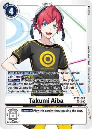 (089) Digimon TCG Hackers' Slumber Single: Takumi Aiba (BT23-089) (V.1) Super Rare
