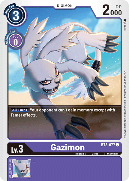 (BT3-077) Digimon TCG Release Special Booster v1.5 Single: Gazimon (BT3-077) Common