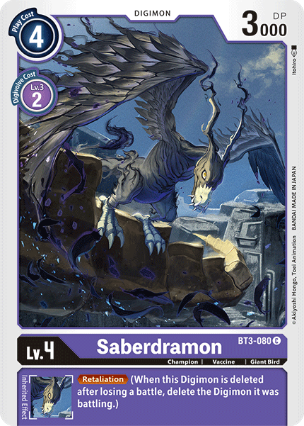 (BT3-080) Digimon TCG Release Special Booster v1.5 Single: Saberdramon (BT3-080) Common