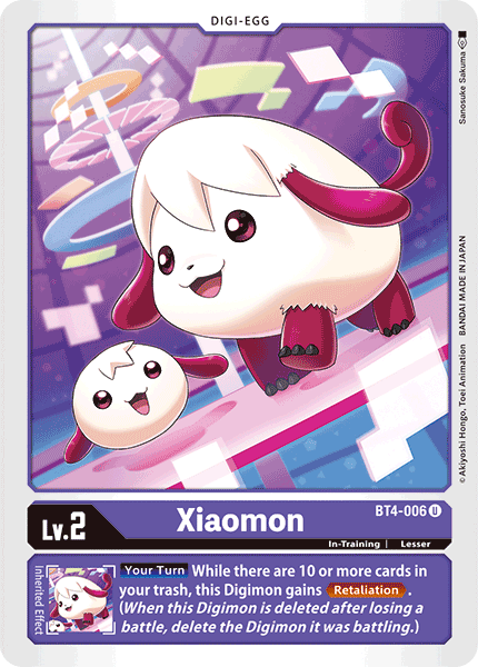 (006) Digimon TCG Great Legend Single: Xiaomon (BT4-006) Uncommon