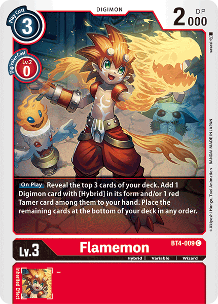 (009) Digimon TCG Great Legend Single: Flamemon (BT4-009) Common