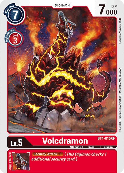 (015) Digimon TCG Great Legend Single: Volcdramon (BT4-015) Common