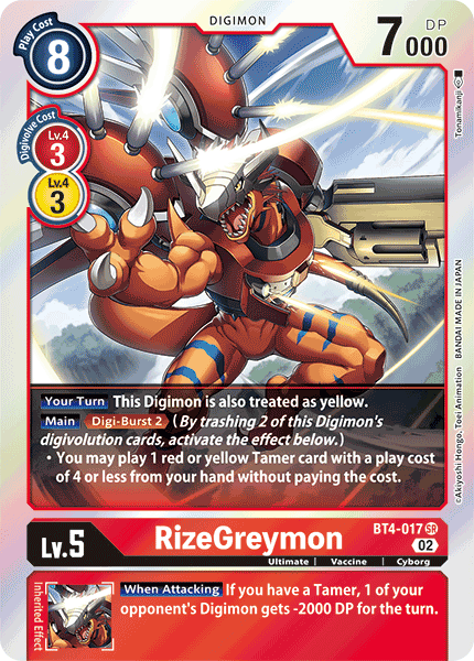 (BT4-017) Digimon TCG Resurgence Booster Single: RizeGreymon (BT4-017) Super Rare