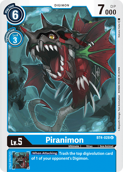 (028) Digimon TCG Great Legend Single: Piranimon (BT4-028) Uncommon