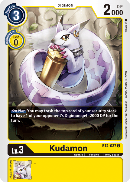 (037) Digimon TCG Great Legend Single: Kudamon (BT4-037) Common