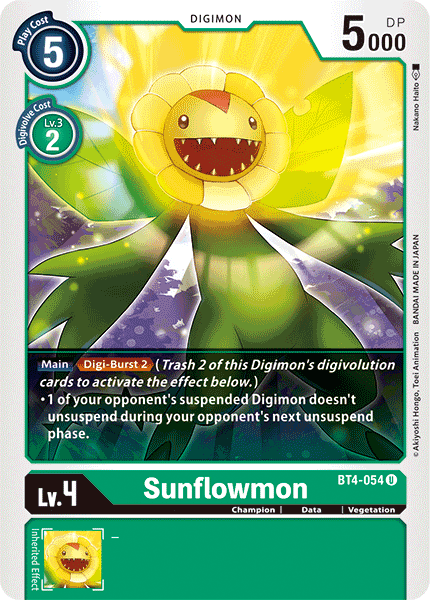 (054) Digimon TCG Great Legend Single: Sunflowmon (BT4-054) Uncommon