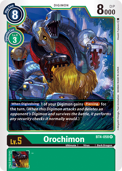(058) Digimon TCG Great Legend Single: Orochimon (BT4-058) Rare