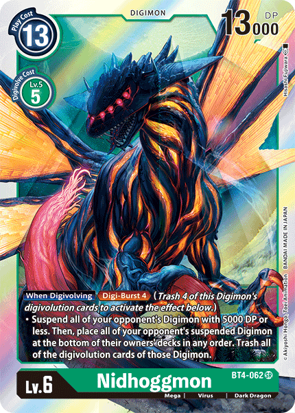 (062) Digimon TCG Great Legend Single: Nidhoggmon (BT4-062) (V.1) Super Rare