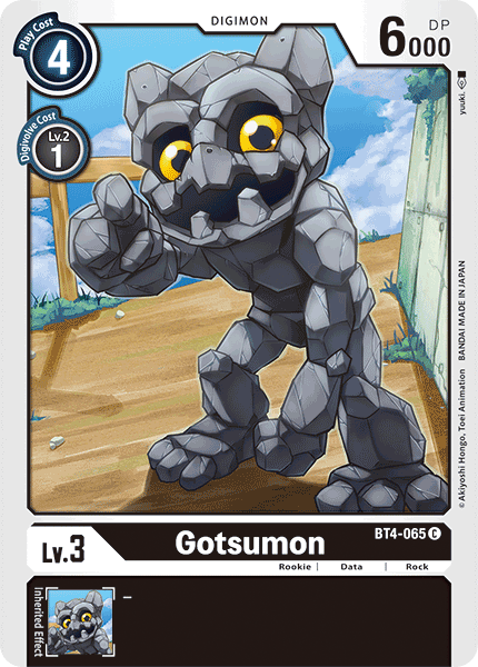 (065) Digimon TCG Great Legend Single: Gotsumon (BT4-065) Common