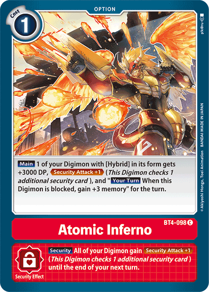 (098) Digimon TCG Great Legend Single: Atomic Inferno (BT4-098) Common