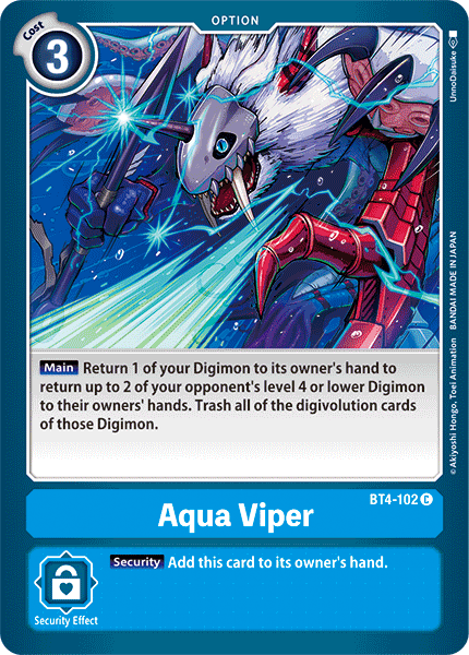 (102) Digimon TCG Great Legend Single: Aqua Viper (BT4-102) Common