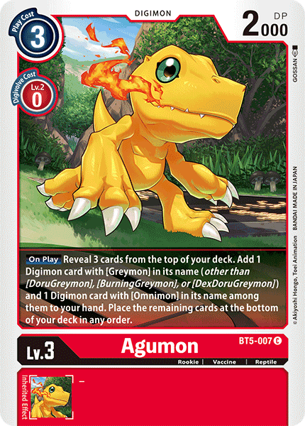 (007) Digimon TCG Battle Of Omni Single: Agumon (BT5-007) Common