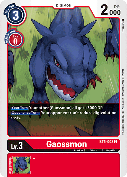 (008) Digimon TCG Battle Of Omni Single: Gaossmon (BT5-008) Common