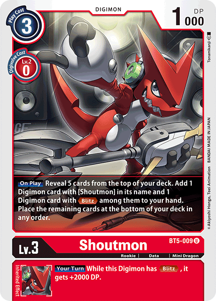 (009) Digimon TCG Battle Of Omni Single: Shoutmon (BT5-009) Uncommon