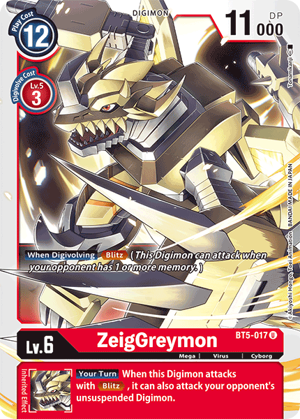 (017) Digimon TCG Battle Of Omni Single: ZeigGreymon (BT5-017) Uncommon