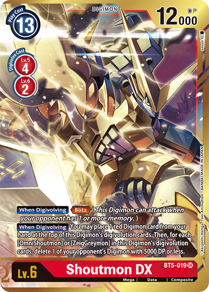 (019) Digimon TCG Battle Of Omni Single: Shoutmon DX (BT5-019) (V.2) Alternative Art
