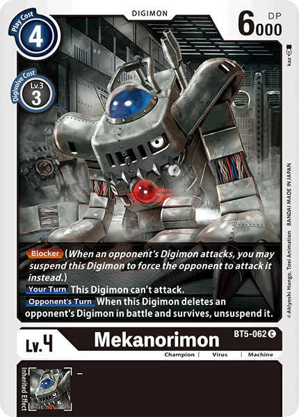 (062) Digimon TCG Battle Of Omni Single: Mekanorimon (BT5-062) Common