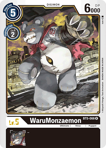 (066) Digimon TCG Battle Of Omni Single: WaruMonzaemon (BT5-066) Rare