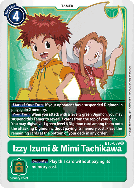 (089) Digimon TCG Battle Of Omni Single: Izzy Izumi & Mimi Tachikawa (BT5-089) Rare
