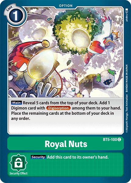 (100) Digimon TCG Battle Of Omni Single: Royal Nuts (BT5-100) Common