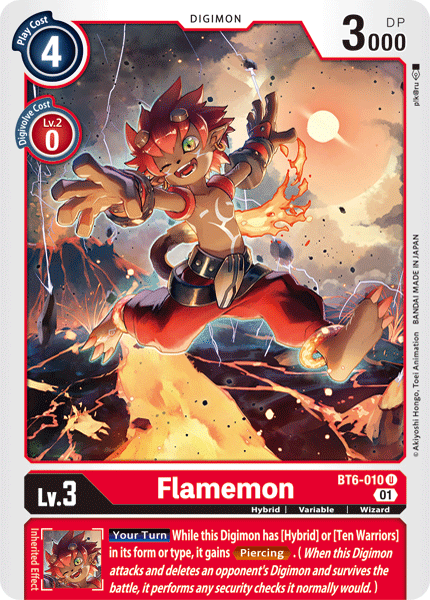 (010) Digimon TCG Double Diamond Single: Flamemon (BT6-010) Uncommon