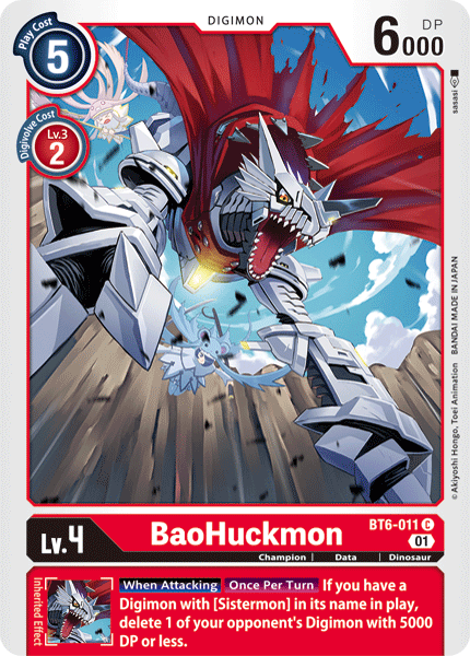 (011) Digimon TCG Double Diamond Single: BaoHuckmon (BT6-011) Common
