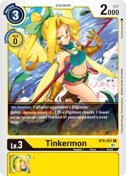 (031) Digimon TCG Double Diamond Single: Tinkermon (BT6-031) Common