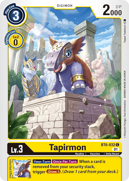 (032) Digimon TCG Double Diamond Single: Tapirmon (BT6-032) Common