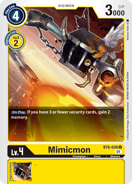 (036) Digimon TCG Double Diamond Single: Mimicmon (BT6-036) Uncommon