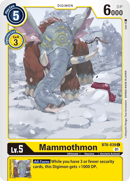 (039) Digimon TCG Double Diamond Single: Mammothmon (BT6-039) Common