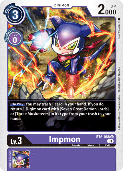 (068) Digimon TCG Double Diamond Single: Impmon (BT6-068) (V.1) Uncommon