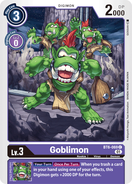 (069) Digimon TCG Double Diamond Single: Goblimon (BT6-069) Common