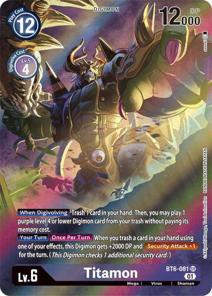 (081) Digimon TCG Double Diamond Single: Titamon (BT6-081) (V.2) Alternative Art