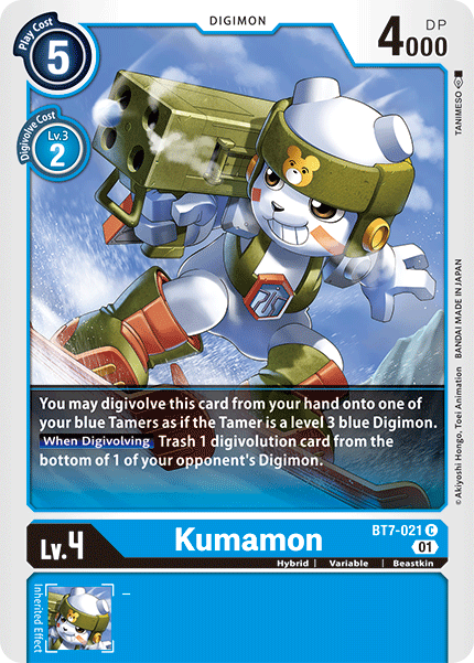 (021) Digimon TCG Next Adventure Single: Kumamon (BT7-021) Common