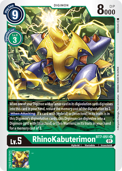 (051) Digimon TCG Next Adventure Single: RhinoKabuterimon (BT7-051) Uncommon