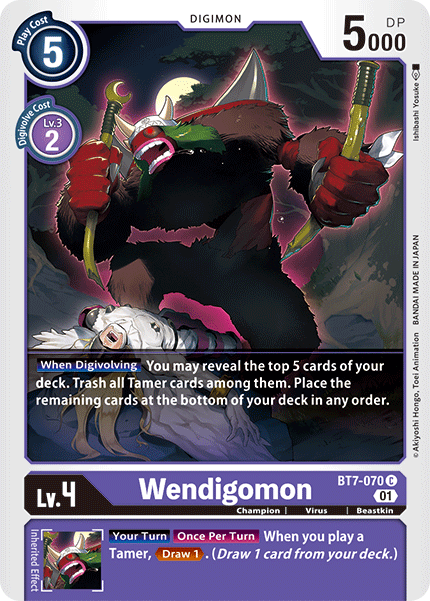 (070) Digimon TCG Next Adventure Single: Wendigomon (BT7-070) Common