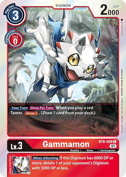 (008) Digimon TCG New Awakening Single: Gammamon (BT8-008) (V.1) Rare