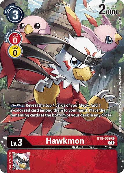 (009) Digimon TCG New Awakening Single: Hawkmon (BT8-009) (V.2) Alternative Art