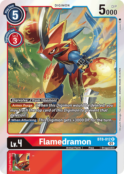 (012) Digimon TCG New Awakening Single: Flamedramon (BT8-012) (V.1) Rare