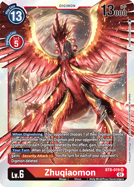 (019) Digimon TCG New Awakening Single: Zhuqiaomon (BT8-019) Super Rare