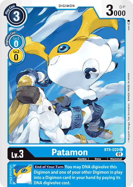 (020) Digimon TCG New Awakening Single: Patamon (BT8-020) Common
