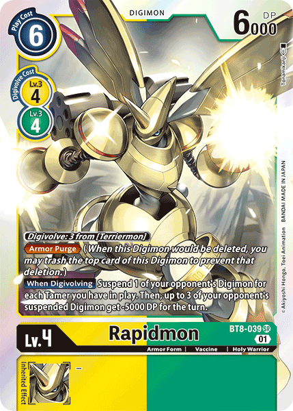 (039) Digimon TCG New Awakening Single: Rapidmon (BT8-039) (V.1) Super Rare