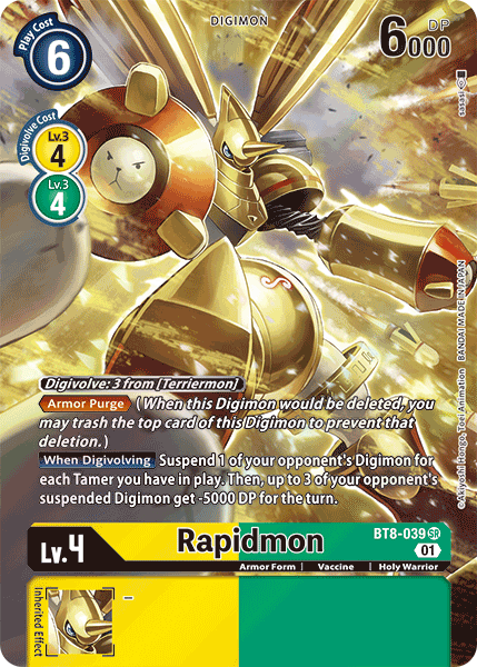 (039) Digimon TCG New Awakening Single: Rapidmon (BT8-039) (V.2) Alternative Art