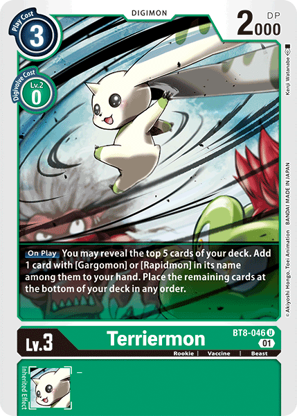 (046) Digimon TCG New Awakening Single: Terriermon (BT8-046) Uncommon