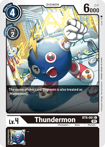 (061) Digimon TCG New Awakening Single: Thundermon (BT8-061) Common